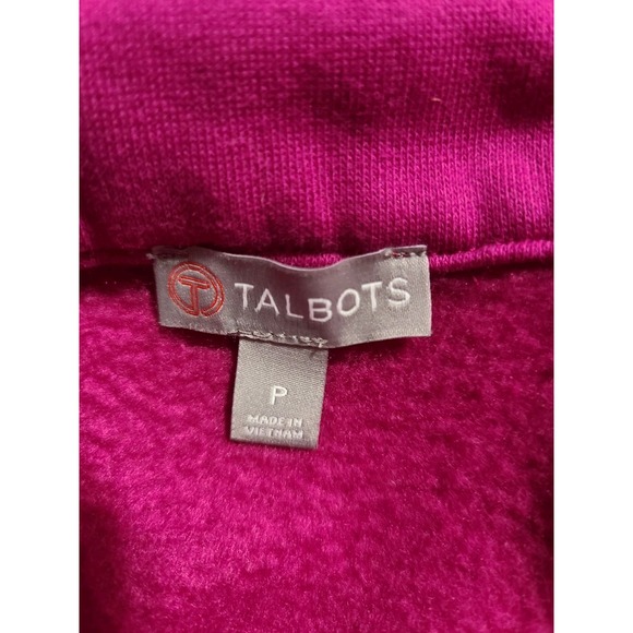 Talbots Petite Asymmetrical Zip Magenta Fleece Funnel Neck Moto Jacket - Picture 4 of 8